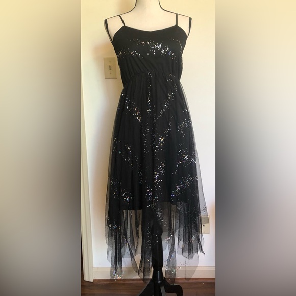 NWT Dress; Colorful Sequins; Spaghetti Straps; Asymmetrical Hemline; Fully Lined - Picture 1 of 14